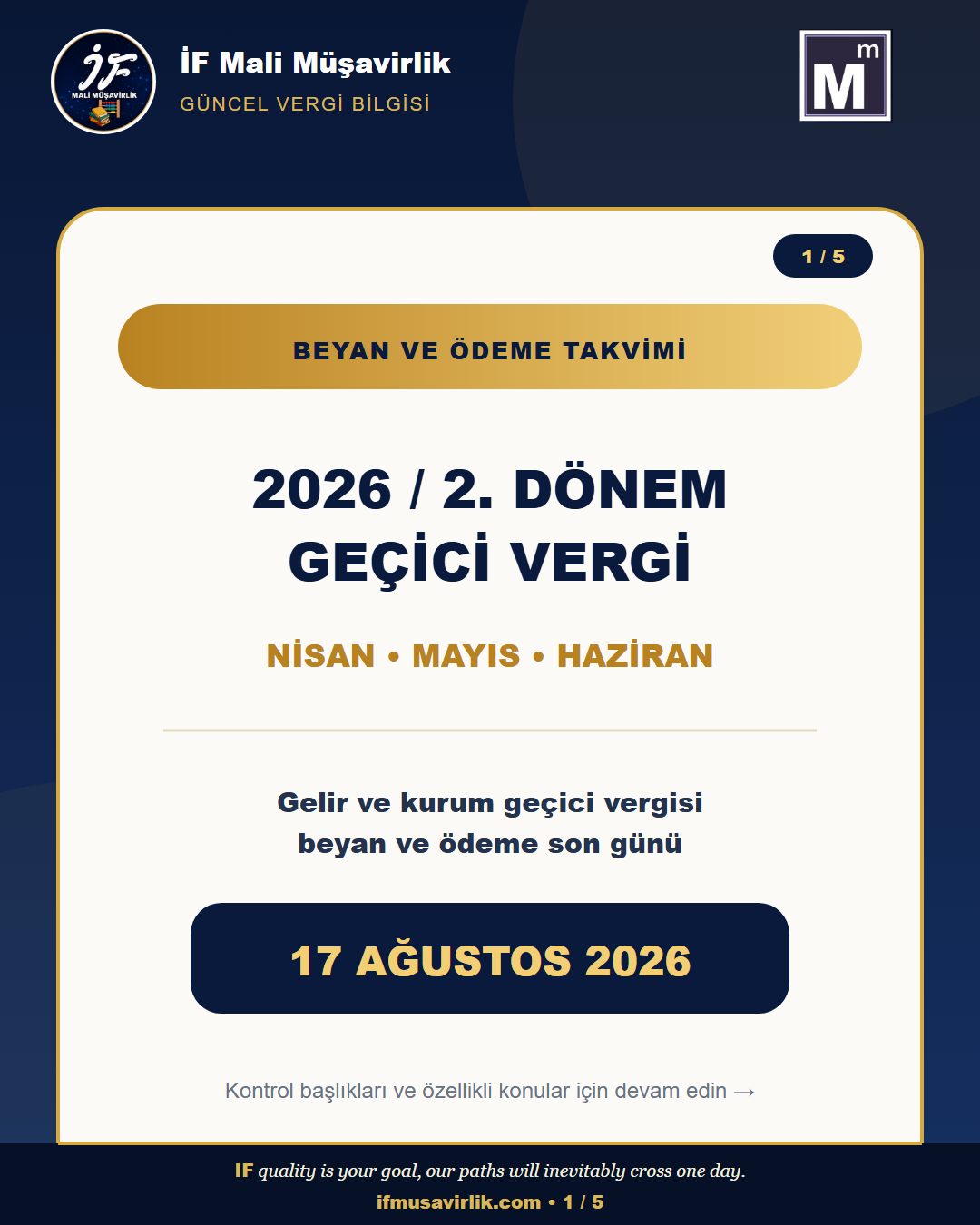 2026 ikinci dönem geçici vergi beyan ve ödeme takvimi